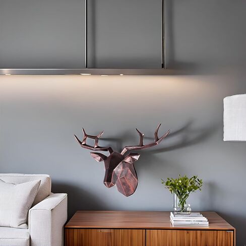 XYQXYQ Copper Deer Head Wall Decor, Faux Resin Animal Head Sculpture, Gold Accent Stag Wall Art, Modern Antler Wall Hanging, Decorative Deer Head for Living Room, Bedroom, or Office (Silvery) in Saudi Arabia