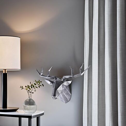 XYQXYQ Copper Deer Head Wall Decor, Faux Resin Animal Head Sculpture, Gold Accent Stag Wall Art, Modern Antler Wall Hanging, Decorative Deer Head for Living Room, Bedroom, or Office (Silvery) in Saudi Arabia