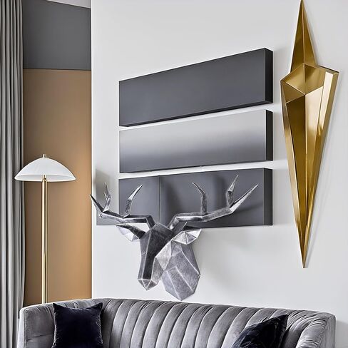 XYQXYQ Copper Deer Head Wall Decor, Faux Resin Animal Head Sculpture, Gold Accent Stag Wall Art, Modern Antler Wall Hanging, Decorative Deer Head for Living Room, Bedroom, or Office (Silvery) in Saudi Arabia