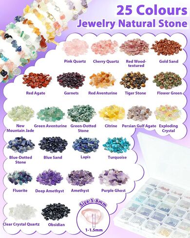 FiveIzero 600 PCS حبات الحجر الطبيعية ، 15 - ألوان غير منتظمة للأحجار الكريمة والشفاء من رقائق البلورات لمجوهرات DIY لصنع الإمدادات للبالغين ، حبات صخرية فضفاضة للأساور والقلائد والأقراط in Kuwait