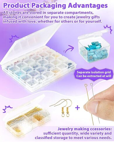 FiveIzero 600 PCS حبات الحجر الطبيعية ، 15 - ألوان غير منتظمة للأحجار الكريمة والشفاء من رقائق البلورات لمجوهرات DIY لصنع الإمدادات للبالغين ، حبات صخرية فضفاضة للأساور والقلائد والأقراط in Kuwait