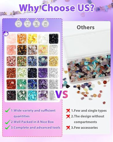 FiveIzero 600 PCS حبات الحجر الطبيعية ، 15 - ألوان غير منتظمة للأحجار الكريمة والشفاء من رقائق البلورات لمجوهرات DIY لصنع الإمدادات للبالغين ، حبات صخرية فضفاضة للأساور والقلائد والأقراط in Kuwait