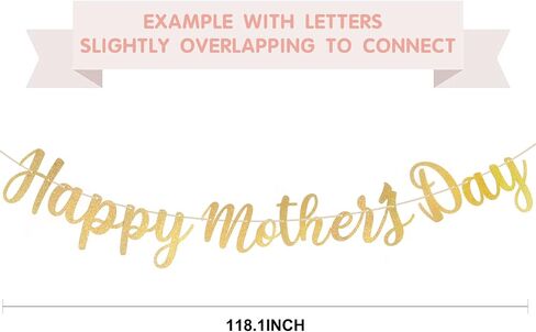 Happy Mother's Day Decorations Banner - NO DIY - Pink Glitter Mothers Day Decor Sign Party Supplies Decorations Love Decor for Mom Photo Props Photography in Saudi Arabia