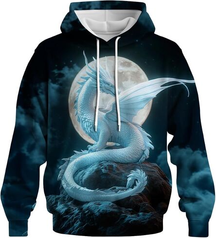 Novelty Long Sleeve Hoodie Funny Fashion Dragon Print Sweatshirts in Saudi Arabia