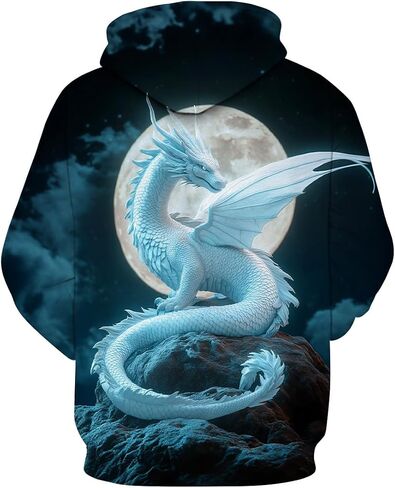 Novelty Long Sleeve Hoodie Funny Fashion Dragon Print Sweatshirts in Saudi Arabia