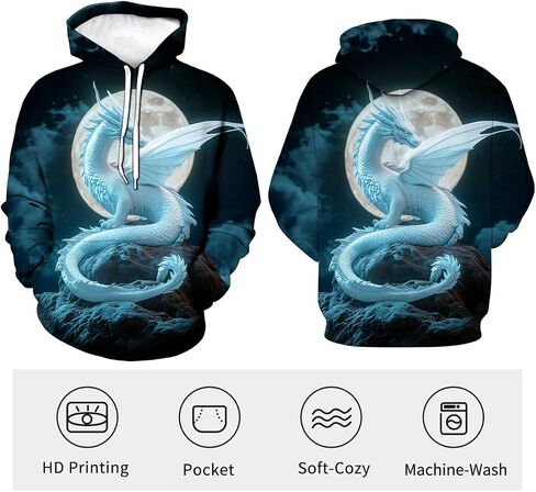 Novelty Long Sleeve Hoodie Funny Fashion Dragon Print Sweatshirts in Saudi Arabia