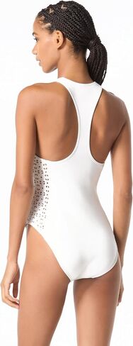 Michael Kors Women's Laser Cut Zip Front Highneck One Piece in Saudi Arabia