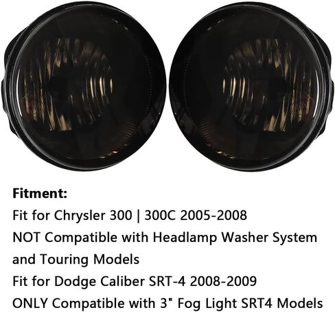 1 Pair Front Bumper Fog Light Smoke Lens, Fog Lamps Replacements with Halogen Bulbs, 2005-2008 Compatible with Chrysler 300C in Saudi Arabia