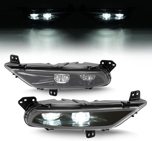 أضواء ضباب زوج Hecasa LED متوافقة مع 2015-2024 Chrysler 300 استبدال لـ CH2592154 CH2593154 مصباح الضباب الأمامي الوفير العدسة واضحة العدسة السوداء - سائق وركاب. in Kuwait