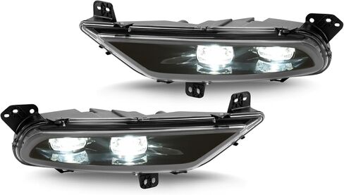 أضواء ضباب زوج Hecasa LED متوافقة مع 2015-2024 Chrysler 300 استبدال لـ CH2592154 CH2593154 مصباح الضباب الأمامي الوفير العدسة واضحة العدسة السوداء - سائق وركاب. in Kuwait