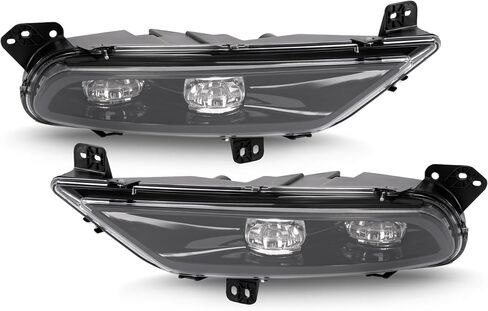 أضواء ضباب زوج Hecasa LED متوافقة مع 2015-2024 Chrysler 300 استبدال لـ CH2592154 CH2593154 مصباح الضباب الأمامي الوفير العدسة واضحة العدسة السوداء - سائق وركاب. in Kuwait
