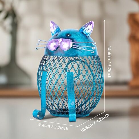 1piece Blue Cat Metal Piggy Bank-صندوق لتوفير الصدأ الصديق للبيئة الصديق للأطفال لتوفير حاوية العملات المعدنية (1) in Kuwait