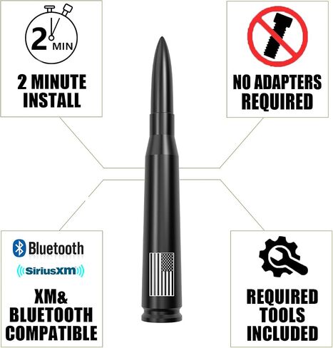 American Flag Car Truck Bullet Antenna for GM Chevy Silverado GMC Sierra 1500 2500 3500 HD Avalanche Denali, Anti Theft Design & Carwash Safe, Pickup Trucks Accessories (Matte Black) in Saudi Arabia