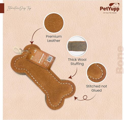 Cowboy Boot - Leather Dog Toys for Aggressive Chewers | Extra Thick Wool & Natural Dog Toys for Chewing Exercise & Dental Health | Durable Dog Chew Toy for Large Dogs in Kuwait