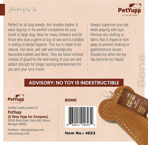 Cowboy Boot - Leather Dog Toys for Aggressive Chewers | Extra Thick Wool & Natural Dog Toys for Chewing Exercise & Dental Health | Durable Dog Chew Toy for Large Dogs in Kuwait