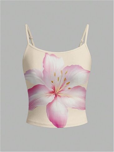MakeMeChic Women's Floral Print Spaghetti Strap Sleeveless Summer Camisole Crop Top in Saudi Arabia