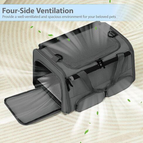 Cat, Dog Carrier for Pets up to 17 lbs, Soft-Sided Collapsible Pet Carrier with Sturdy Base, Roll-up Curtain and Large Storage Bag, Cat Bag for Medium Cats and Small Dogs in Saudi Arabia