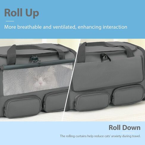 Cat, Dog Carrier for Pets up to 17 lbs, Soft-Sided Collapsible Pet Carrier with Sturdy Base, Roll-up Curtain and Large Storage Bag, Cat Bag for Medium Cats and Small Dogs in Saudi Arabia