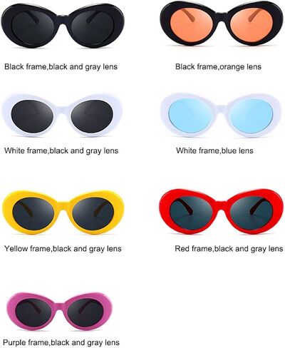Armear Women Vintage Clout Goggles Oval Sunglasses Retro Hip Hop Style Small Round Eyewglasses UV400 in Saudi Arabia