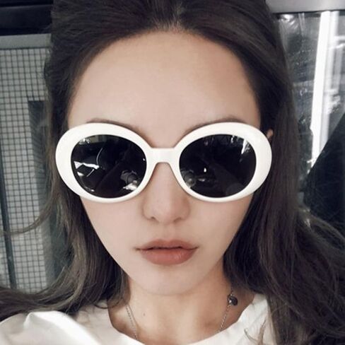 Armear Women Vintage Clout Goggles Oval Sunglasses Retro Hip Hop Style Small Round Eyewglasses UV400 in Saudi Arabia