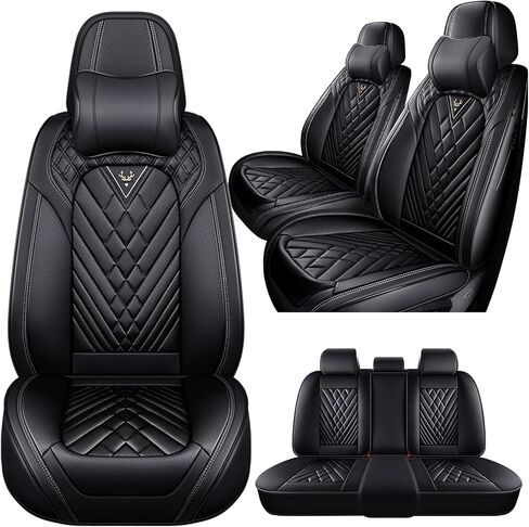 Car Seat Covers Fit for Chevrolet Silverado 1500/HD 2007-2025, 5 Seats Waterproof and wear-Resistant Leather seat Cover, Premium Fashion Turck Car Seat Protector.(5 Seats with Pillow/Black) in Kuwait