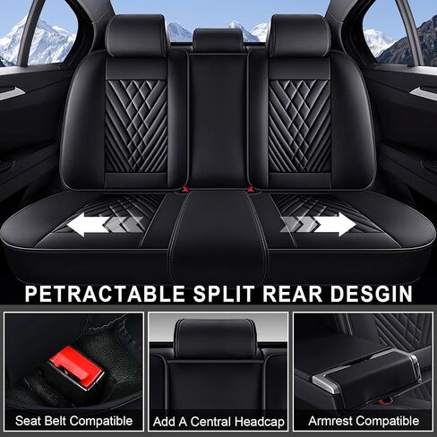 Car Seat Covers Fit for Chevrolet Silverado 1500/HD 2007-2025, 5 Seats Waterproof and wear-Resistant Leather seat Cover, Premium Fashion Turck Car Seat Protector.(5 Seats with Pillow/Black) in Kuwait