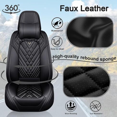 Car Seat Covers Fit for Chevrolet Silverado 1500/HD 2007-2025, 5 Seats Waterproof and wear-Resistant Leather seat Cover, Premium Fashion Turck Car Seat Protector.(5 Seats with Pillow/Black) in Kuwait