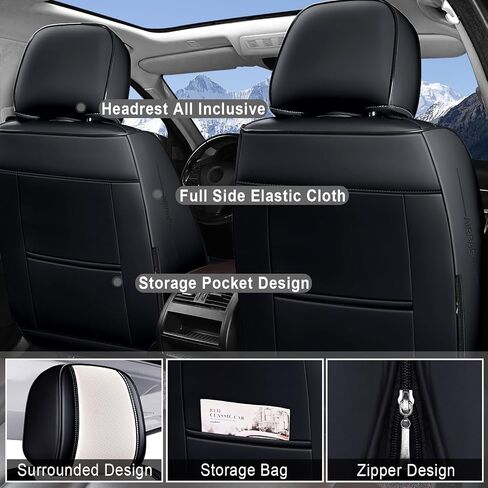 Car Seat Covers Fit for Chevrolet Silverado 1500/HD 2007-2025, 5 Seats Waterproof and wear-Resistant Leather seat Cover, Premium Fashion Turck Car Seat Protector.(5 Seats with Pillow/Black) in Kuwait