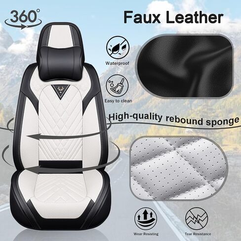 Car Seat Covers Fit for Chevrolet Silverado 1500/HD 2007-2025, 5 Seats Waterproof and wear-Resistant Leather seat Cover, Premium Fashion Turck Car Seat Protector.(5 Seats with Pillow/Black) in Kuwait