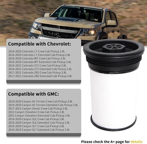TP1007 Professional Fuel Filter Element Compatible with Chevrolet Colorado 2016 2017 2018 2019 2020 2021 2022 GMC Canyon 2.8L Diesel Engine with Seals Replaces # 52100212 WF10226 CS12133, 2PCS in Saudi Arabia