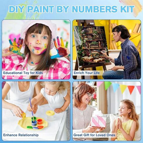 YarnWhimsy 2 Pack Paint by Numbers with Frame-Wooden Easel,Flowers Paint by Numbers Kit for Adults,Flower Painting by Numbers on Canvas,Easy Oil Painting Arts Gift Kits for Home Wall Decor 8x12inch in Saudi Arabia