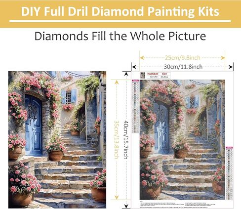 HEIBAGO Flower Diamond Painting Kits for Adults, 5D Full Drill Round Flower Painting Gems with Chair Diamond Art, Flowers Diamond Dots Perfect for Home Wall Decor 12x16inch in Kuwait