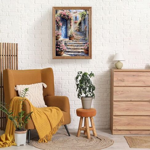 HEIBAGO Flower Diamond Painting Kits for Adults, 5D Full Drill Round Flower Painting Gems with Chair Diamond Art, Flowers Diamond Dots Perfect for Home Wall Decor 12x16inch in Kuwait