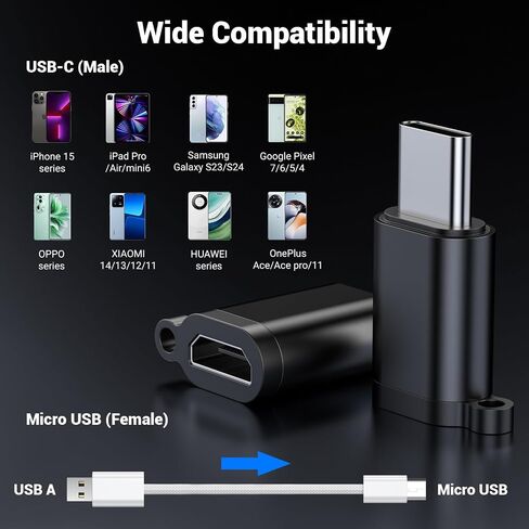3pack USB Mini Adapters و 2 Pack USB Micro Adapters ، شحن دعم الموصل ومزامنة البيانات لمستقبل GPS/Digital Camera/Dash Cam/MP3 ، Galaxy S6 S7 S7 Edge ، Kindle PS4 وأجهزة Micro USB in Kuwait