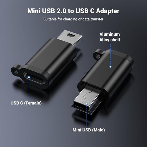 3pack USB Mini Adapters و 2 Pack USB Micro Adapters ، شحن دعم الموصل ومزامنة البيانات لمستقبل GPS/Digital Camera/Dash Cam/MP3 ، Galaxy S6 S7 S7 Edge ، Kindle PS4 وأجهزة Micro USB in Kuwait