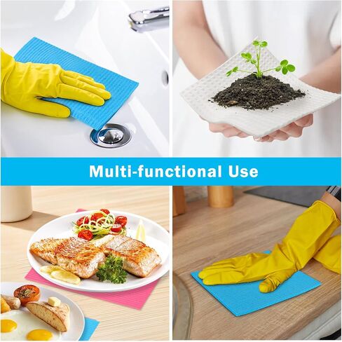 HOMEXCEL Swedish Dishcloths for Kitchen 10 Pack, Sponge Dish Cloth for Counters & Washing Dishes, Reusable and Absorbent Paper Towels, 3 Colors Assorted in Kuwait