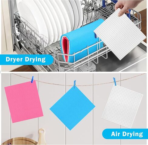 HOMEXCEL Swedish Dishcloths for Kitchen 10 Pack, Sponge Dish Cloth for Counters & Washing Dishes, Reusable and Absorbent Paper Towels, 3 Colors Assorted in Kuwait