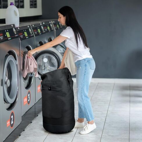 حقيبة غسيل مغسلة ، حقيبة تحمل على الظهر الثقيلة - حقيبة ظهر غسيل كبيرة السعة مع أحزمة راحة وجيب شبكي وجيب مضغوط ، حقيبة عائق قوية للمسكن ، الكلية ، السفر ، المغسلة ، الشقة ، 75 لتر أسود in Kuwait