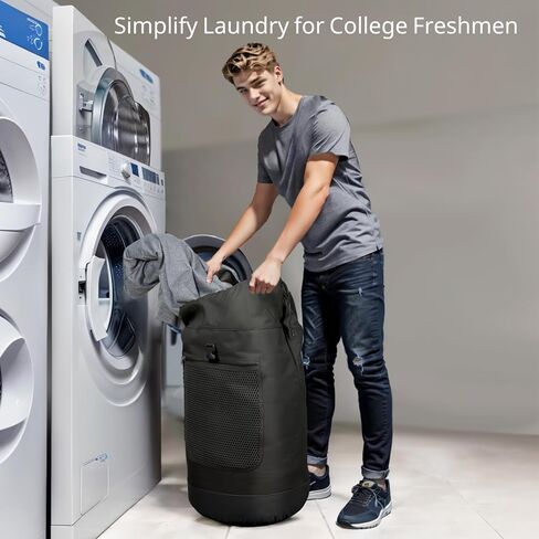 حقيبة غسيل مغسلة ، حقيبة تحمل على الظهر الثقيلة - حقيبة ظهر غسيل كبيرة السعة مع أحزمة راحة وجيب شبكي وجيب مضغوط ، حقيبة عائق قوية للمسكن ، الكلية ، السفر ، المغسلة ، الشقة ، 75 لتر أسود in Kuwait