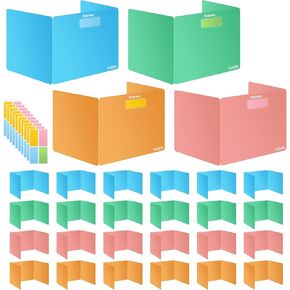 Colorful 12-Pack Desk Dividers for Students, Durable Plastic Study Carrel Divider, Easy to Clean Privacy Classroom Shield Folder Boards for Student Desk Pink Orange Blue Green in Kuwait