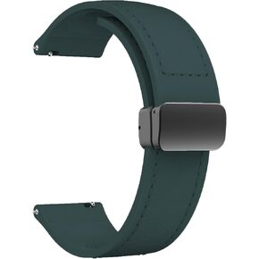 Leather Silicone Watch Band 22mm 20mm Quick Release Leather and Soft Silicone Hybrid Magnetic Watch Bands Replacement Strap for Men Women in Saudi Arabia