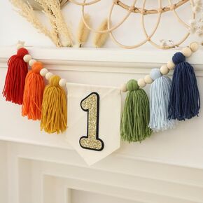 مصنوعة يدويًا بوهو الأول عيد ميلاد عالي كرسي الديكور لحفلات الفتاة للفتاة دش وردي جدار شنق in Kuwait