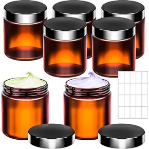 Motbach 10 Pack 6oz من الجرار البلاستيكية مع الأغطية ، 180 مل جولة حاويات مستحضرات تجميل صافية الجرار الماكياج ، حاوية حجم سفر جرة لعينة الكريمة غسول البودرة الوحل مرهم مرهم in Kuwait