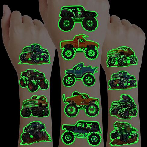 96 PCS Monster Truck Race Car قبل الوشم المؤقتة للأطفال | مفضلات حفل عيد ميلاد لطيف تحت عنوان ، والوازم ، والزخارف ، وملصقات الوشم المزيفة ، وجوائز المكافآت المدرسية والهدايا الأولاد والبنات in Saudi Arabia