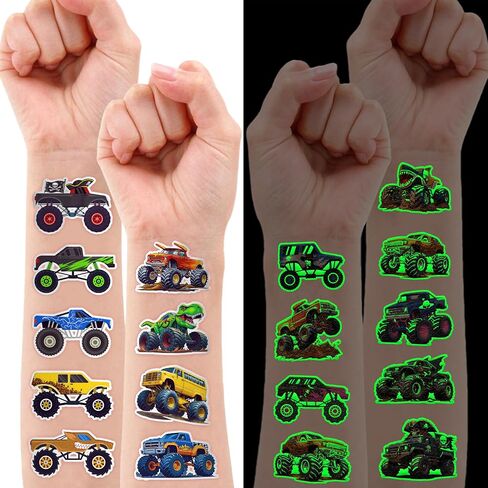 96 PCS Monster Truck Race Car قبل الوشم المؤقتة للأطفال | مفضلات حفل عيد ميلاد لطيف تحت عنوان ، والوازم ، والزخارف ، وملصقات الوشم المزيفة ، وجوائز المكافآت المدرسية والهدايا الأولاد والبنات in Saudi Arabia