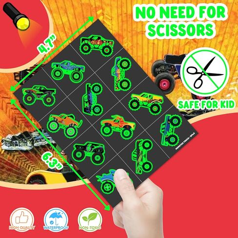 96 PCS Monster Truck Race Car قبل الوشم المؤقتة للأطفال | مفضلات حفل عيد ميلاد لطيف تحت عنوان ، والوازم ، والزخارف ، وملصقات الوشم المزيفة ، وجوائز المكافآت المدرسية والهدايا الأولاد والبنات in Saudi Arabia