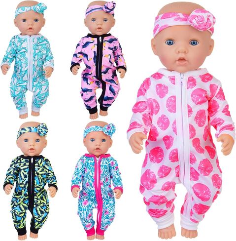 Unicorn Element 5 Sets 14-18 Inch Baby Doll Clothes and Headbands for 17 Inch Dolls 10-Piece Set Including Casual Outfits and Accessories Perfect for 15-18 Inch Dolls (Doll NOT Included) in Kuwait
