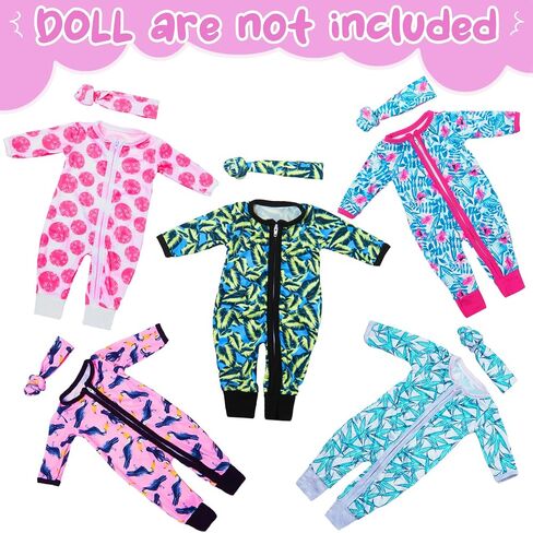 Unicorn Element 5 Sets 14-18 Inch Baby Doll Clothes and Headbands for 17 Inch Dolls 10-Piece Set Including Casual Outfits and Accessories Perfect for 15-18 Inch Dolls (Doll NOT Included) in Kuwait