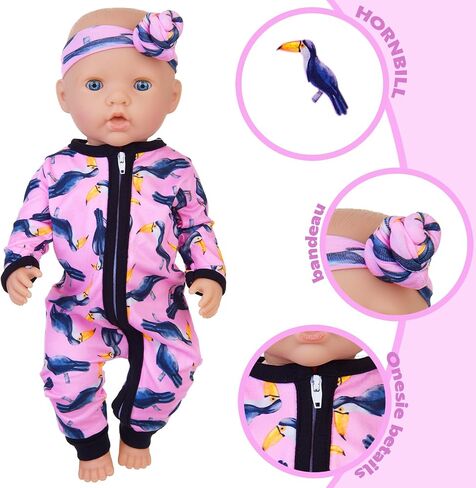 Unicorn Element 5 Sets 14-18 Inch Baby Doll Clothes and Headbands for 17 Inch Dolls 10-Piece Set Including Casual Outfits and Accessories Perfect for 15-18 Inch Dolls (Doll NOT Included) in Kuwait