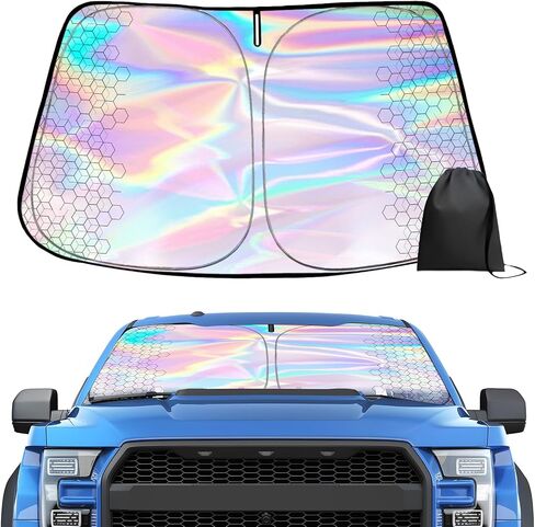Upgraded Car Sun Shade, 240T Windshield Sunshade, Foldable Shade for Front Window & Interior Protection, Blocks UV Rays, Keeps Vehicle Cool, Fits Cars, SUV, Truck, Storage Bag, Medium (55.1 x 30.3 in) in Saudi Arabia